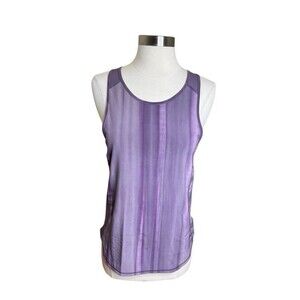 Lululemon Sculpt Tank Top Womens 4 Brushed Spray Dye White Purple Ink Mesh Back